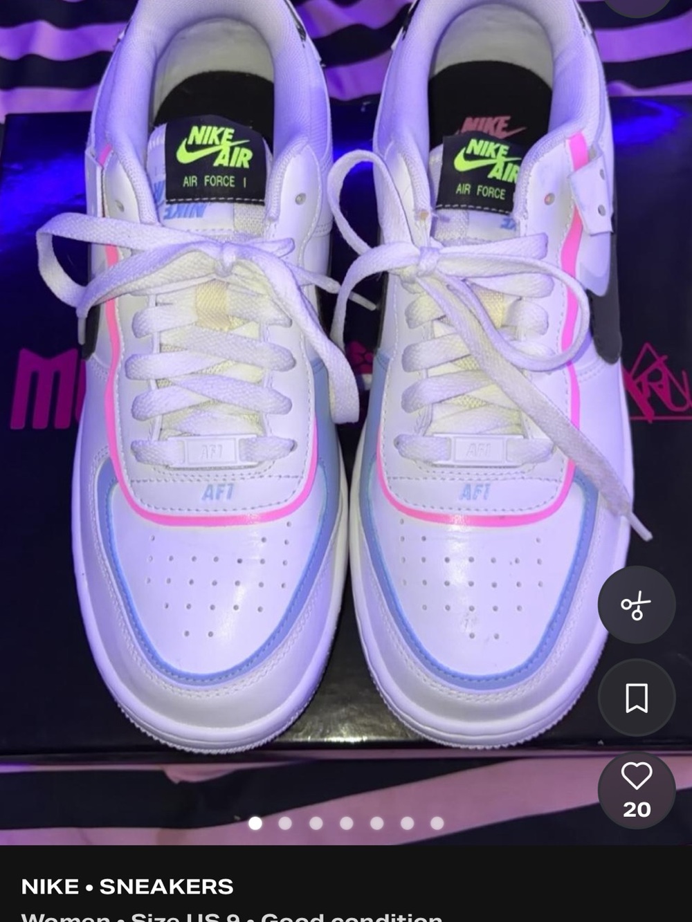 Nike Kids White Sneakers with Pink & Blue Accents
